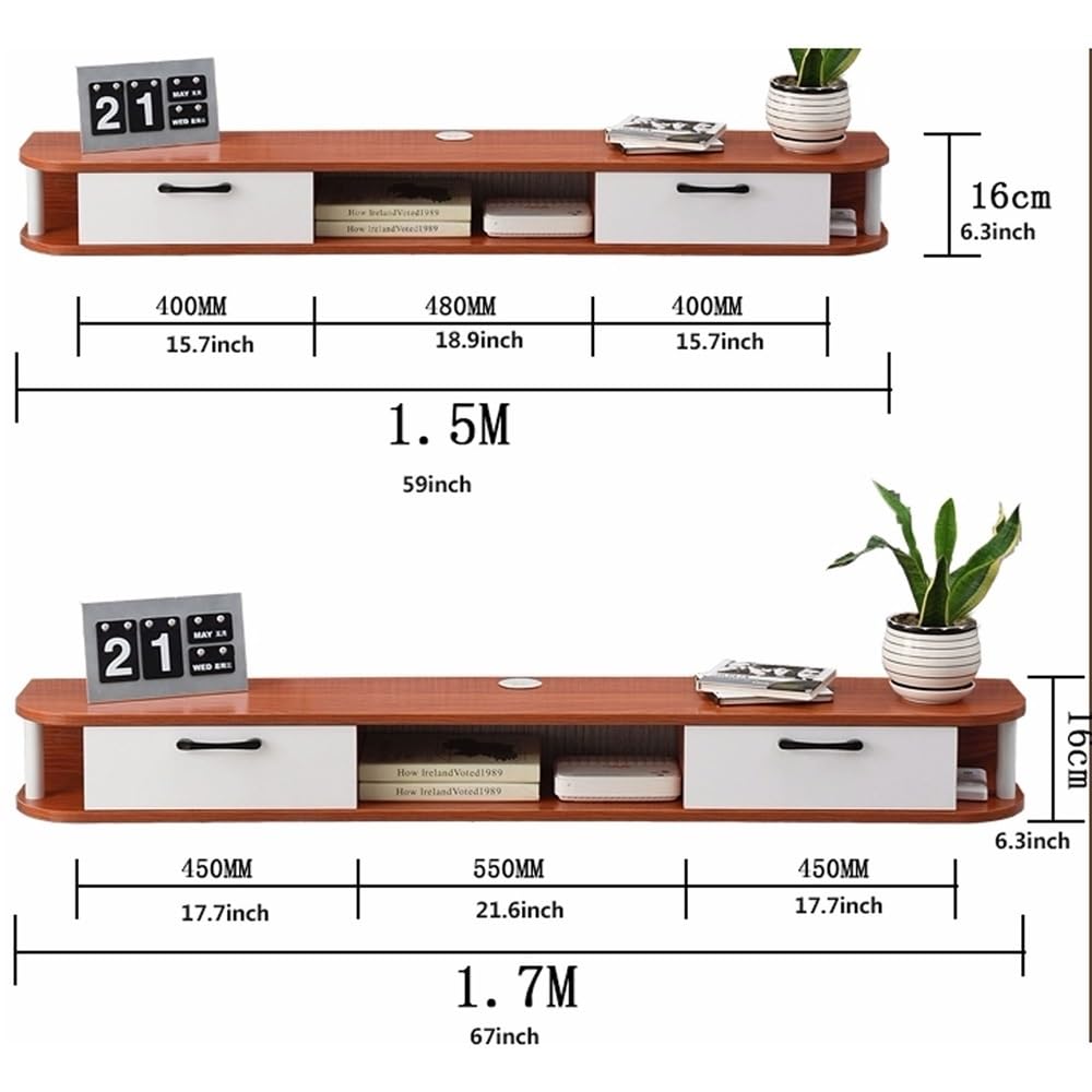 Supporto per TV, mensola da parete per intrattenimento, per centro intrattenimento, mobiletto per TV, console multimediale, in legno (grigio, 180 x 16 x 24 cm)