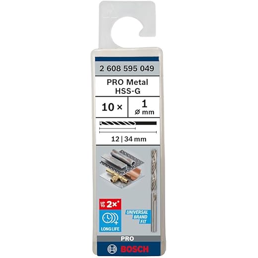 Bosch Metal Drill Bits HSS-G 1mm Pack of 10