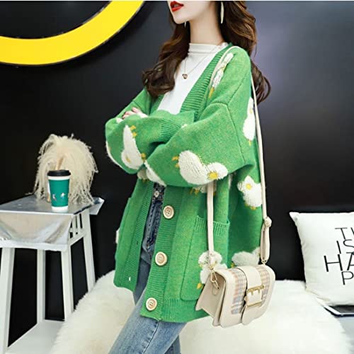 Image of FindThy Women's Kawaii Knitted Cardigan Long Sleeve Button Up Sheep Print Cute Sweater Cardigans