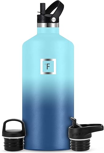 IRON FLASK - Botella de agua deportiva de 64 onzas lĂquidas, 3 tapas (tapa de pajilla), a prueba de fugas, acero inoxidable aislado al vacĂo, se IRON FLASK - Botella de agua deportiva de 64 onzas lĂquidas, 3 tapas (tapa de pajilla), a prueba de fugas, acero inoxidable aislado al vacĂo, se