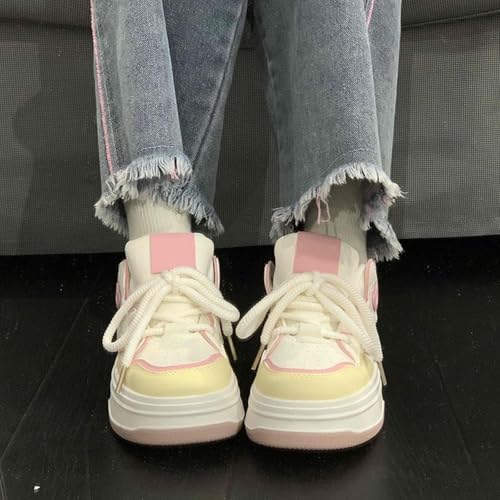 Y2K Heart Sneakers Synthetic Leather Adorable for Women Casual Kawaii Style Comfortable Skate Shoes with Heart Design3