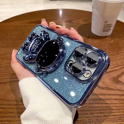 Coque astronaute iPhone 15 Pro Max bleue avec support pliable avec béquille de protection photo