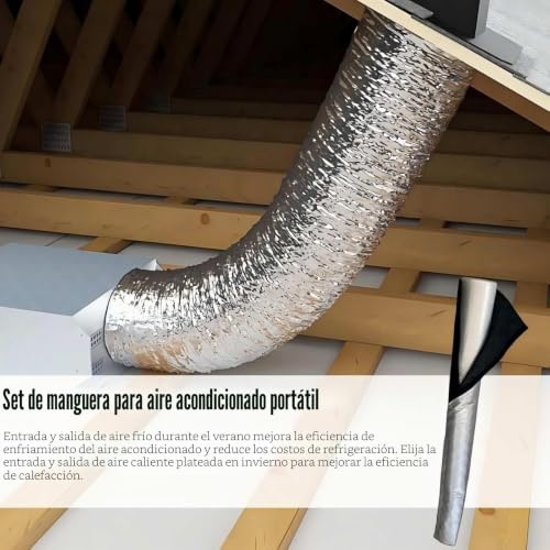 Miniatura 4 de Dazzleex Cubierta Para Manguera De Aire Acondicionado, Cubierta Portátil Para Manguera De Aire Aislante Para Una Fácil Instalación, Apto Para Todas Las Estaciones 150 X 53 Cm Plateado