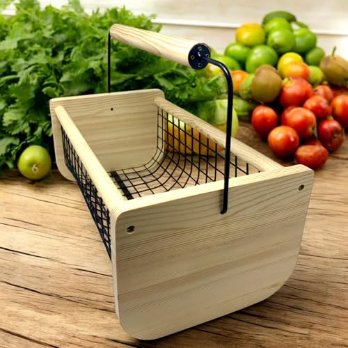 Cesta de cosecha de jardín grande para jardineros, cesta de jardín Maine Hod con mango giratorio que hace que lavar tus frutas y verduras sea muy fácil | Marco reforzado