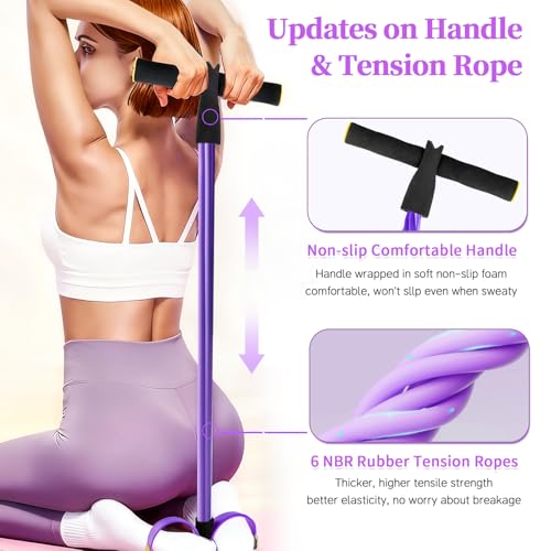 Pedal Resistance Bands with Handles, Upgrade 6-Tubes Manual Tension Training Pedal, Natural Rubber Foot Pedal Resistance Bands, Multifunction Fitness Bands for Abdomen, Waist, Arm, Leg - Image 4