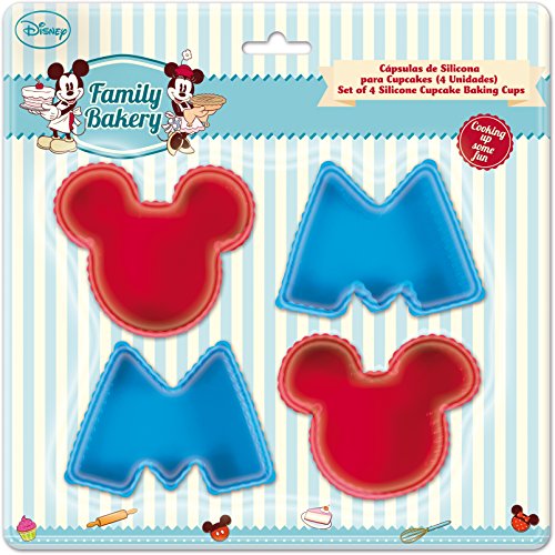 Unbranded 8010277 Mickey Bakery Set 4 Moules à Cupcake en Silicone Rouge 23 x 21 x 4,2 cm