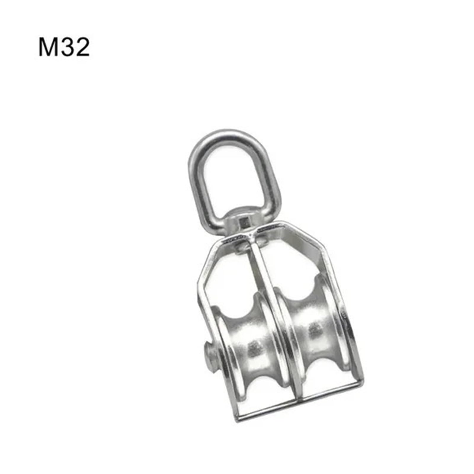 Carrucola Singola Fune per puleggia 1 PCS in Acciaio Inox 304 M15 M20 M25 M32 M50 Rotazione Doppia Puleggia di Trazione di Sollevamento Barca A Vela Carico Puleggia Blocco(M32)