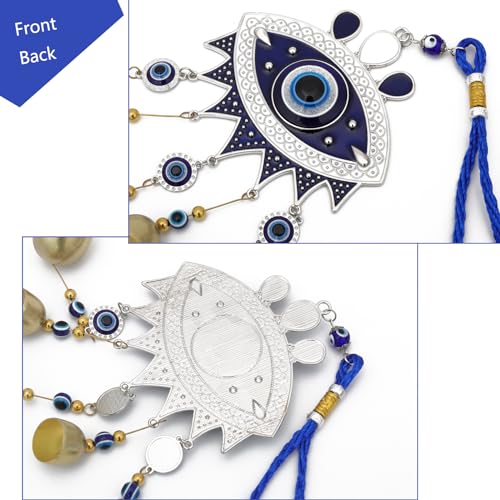 Image of 17.3 inch Gothic Evil Eye Wind Chimes - Weather-Coated Metal Witch Bells for Door Protection - Vintage Copper Finish Spooky Halloween Decor for Garden, Porch & Backpack - Spiritual Gift