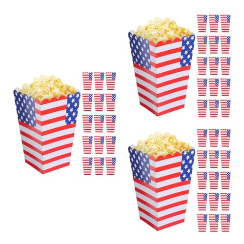 LOGOFUN 108PCS Patriotic Popcorn Containers Disposable Snack Boxes Movie Night Treat Holders for 4th of July Celebration Party Decorations