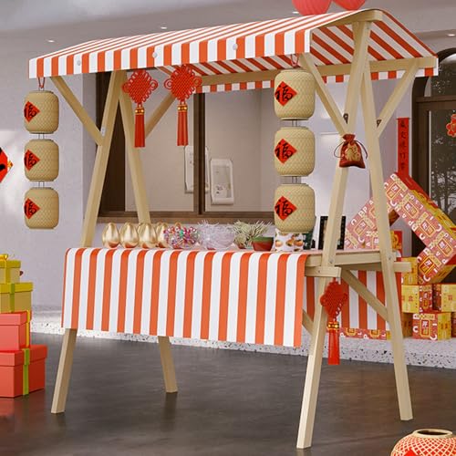 carrito de comida callejero Carro de venta ambulante para perritos calientes/salchichas/pan, Puestos ambulantes portátiles con toldo, Mostrador de madera para ferias y promociones corporativas(Color B