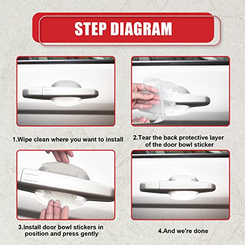 8Pcs Door Bowl 3D Transparent Scratch Protection Sticker Car Door Handle Protection Accessories Universal Waterproof Anti-Scratch Paint Invisible Protective Film-A #TOP4