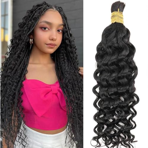 NICMISS Human Braiding Hair 1 Bundle Water wave Boho Braids Meches Human Hair Tissage Naturel Cheveux Humain Tissage Bresilien Mèches Bresiliennes Couleur...
