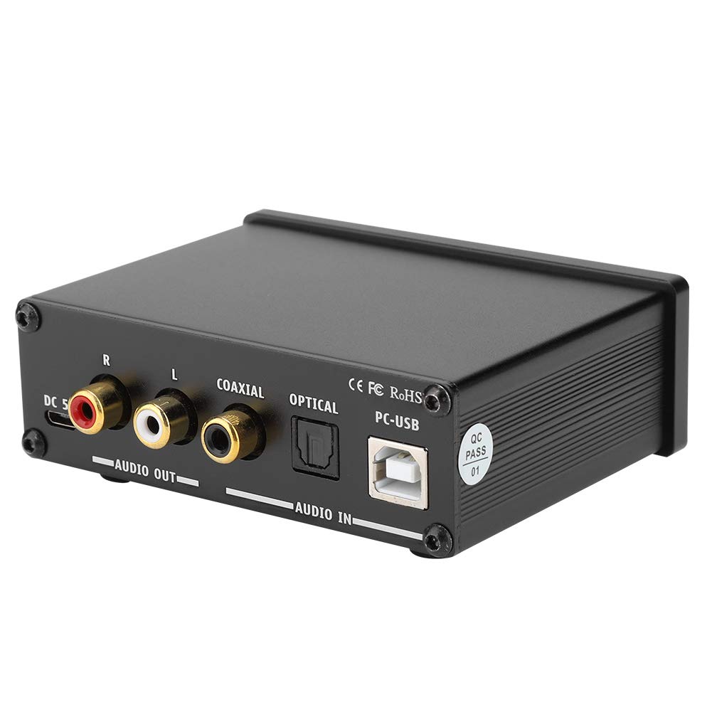 ASHATA Amplificateur de Casque Stéréo Portable, Décodeur Audio de Décodage DAC avec Amplificateur de Casque pour Casque 3,5 MM(Le Noir)