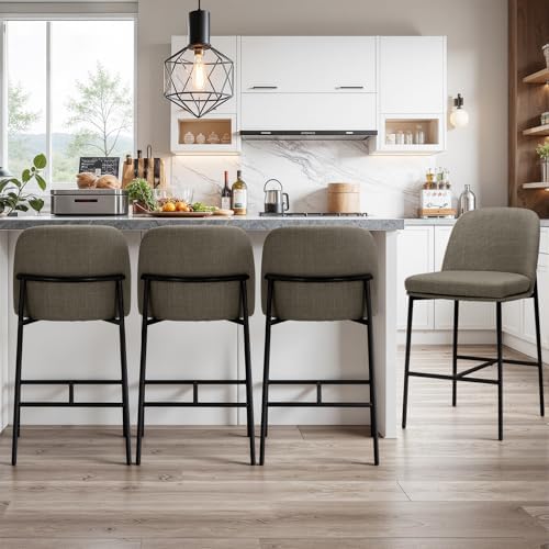 COLAMY Counter Height Bar Stools Set of 4, 25 Inch Modern Fabric ...