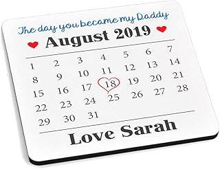 PERSONALISED The Day You Became My Daddy Drinks Coaster Gifts - Fathers Day, Birthday, Christmas Gifts for Dad, Daddy, Him - Tea Coffee Drinks Coaster Mat Gifts - Memorable Date of Birth Gifts