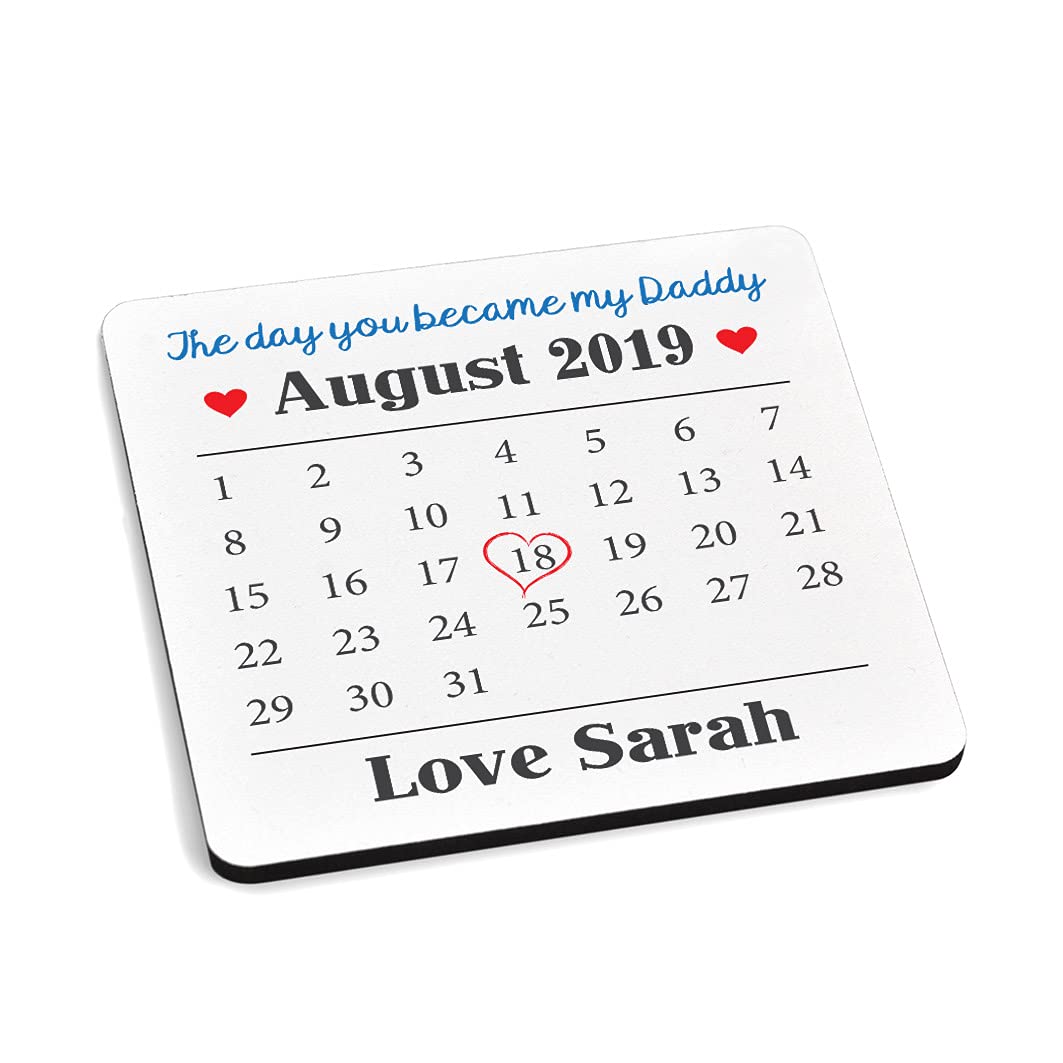 PERSONALISED The Day You Became My Daddy Drinks Coaster Gifts - Fathers Day, Birthday, Christmas Gifts for Dad, Daddy, Him - Tea Coffee Drinks Coaster Mat Gifts - Memorable Date of Birth Gifts