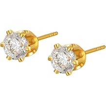 Women's 9K/14K/18K Gold Solitaire Earrings 0.5 ct Moissanite