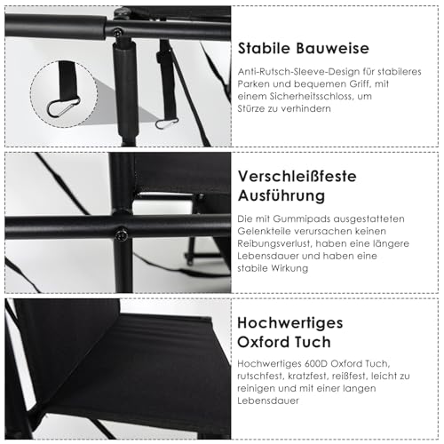 CALIYO Hundetreppe Auto Klappbar bis 75KG für Große Hunde, Höhenverstellbare 4-Stufen-Hundetreppe, Geeignet für Autos, Sofas und Betten, Gelenkschonende, sichere und stabile(Schwarz)