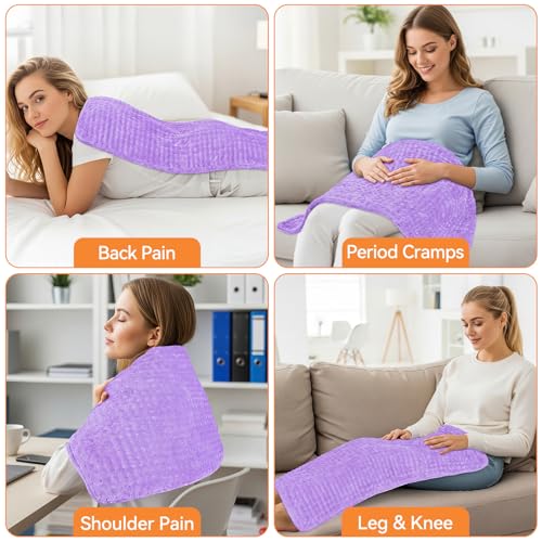 Image of Heating Pad for Back Pain, 17 inchx33 inch Electric Heat Pad with 9 Heat Levels & 4 Auto-Off Timers, Portable Heating Pad for Period Cramps, Shoulder, Neck, Machine Washable, Gifts for Women Men, Purple