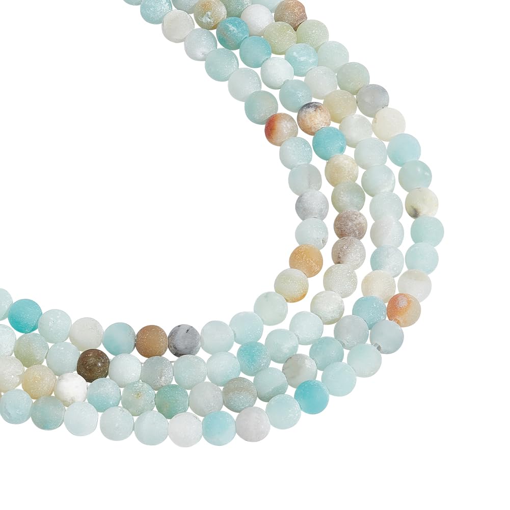 NBEADS About 126 Pcs Natural Flower Amazonite Beads Strands, 6mm Natural Round Stone Beads Loose Gemstone Spacer Beads for DIY Bracelet Necklaces Jewelry Making
