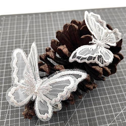10 Pièces Patchs Papillon Dentelle Brodée Double Couche Pour