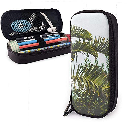 Preisvergleich Produktbild Grüne Bananenstaude Palmblätter PU Ledertasche Aufbewahrungstaschen Tragbare Student Bleistift Büro Schreibwaren Tasche Reißverschluss Geldbörsen Make-up Multifunktionstasche