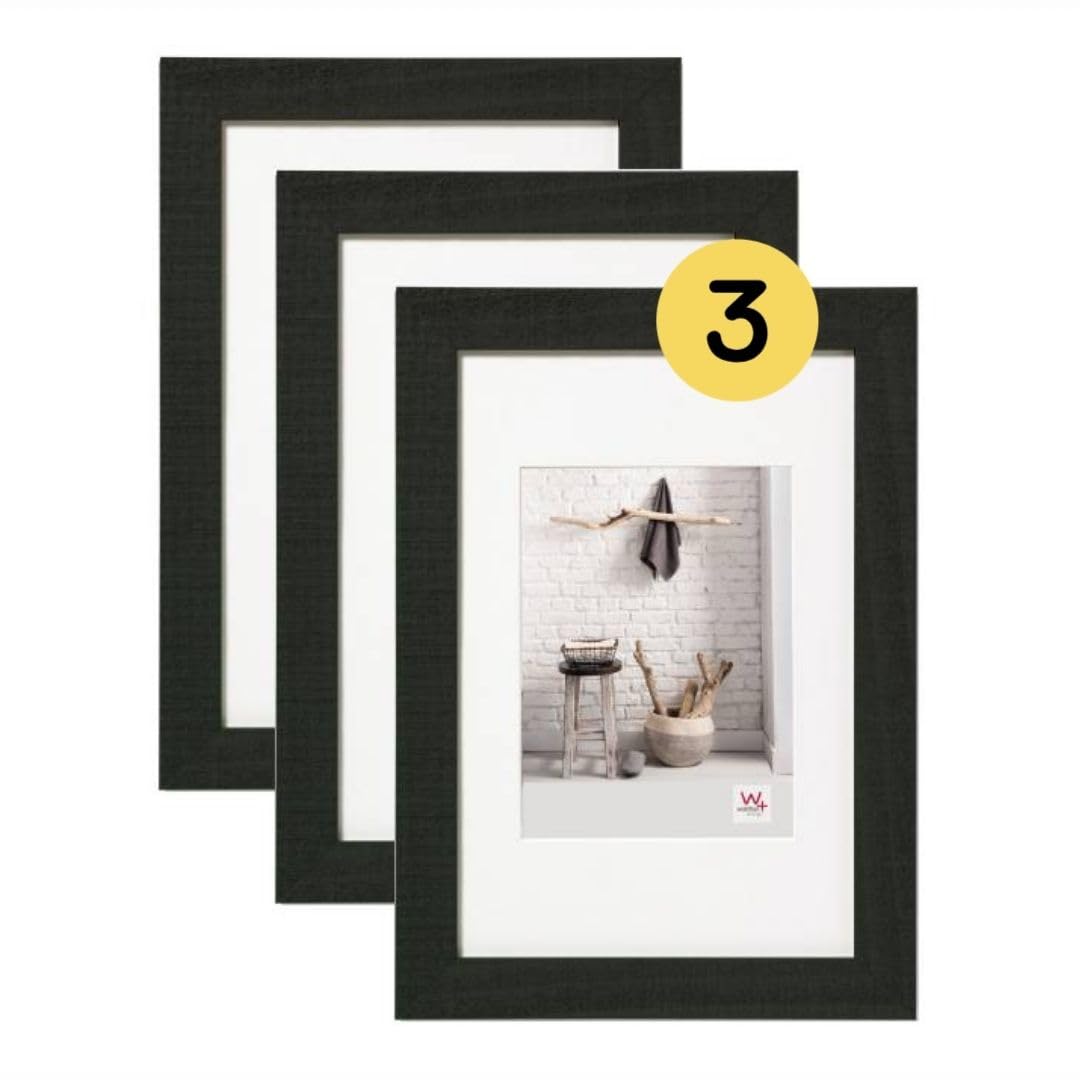 walther design Bilderrahmen Home Holzrahmen 10x15 cm schwarz, 3er Pack, HO015B3