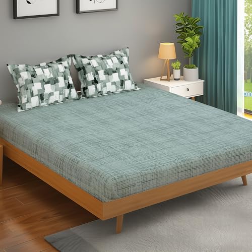 Image of Bedsheets for Double Bed with 2 Pillow Covers,152TC, 100% Cotton Solid Double Bedsheet with Pillow Cover,225 X 250 Cm,Grey Bedsheet, Dotted Pattern,Home Decor,Ideal for Festive Gifting