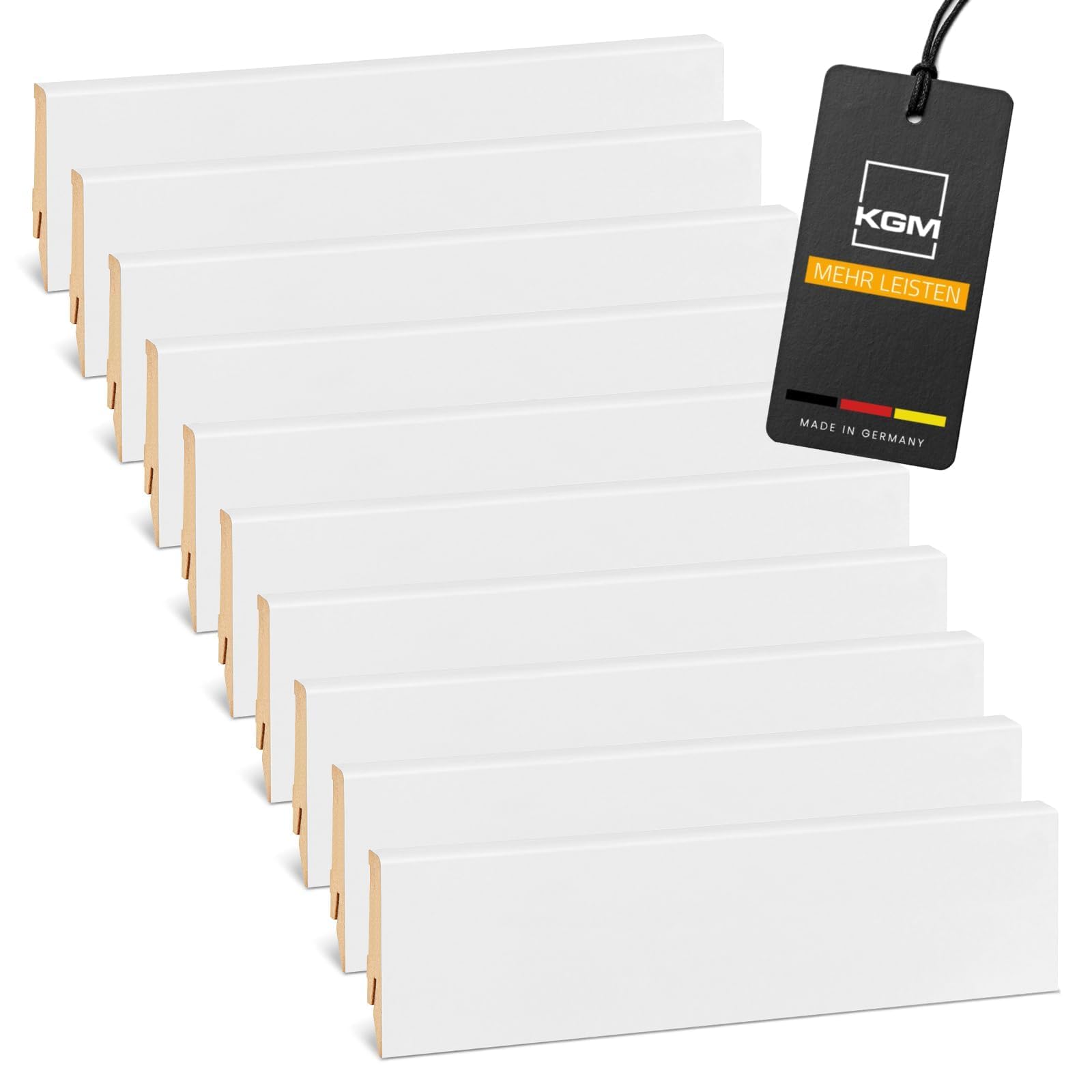 KGM MDF Sockelleiste MEGA - Weiß foliert - 2400 x 18 x 78 mm - 40 Stk.