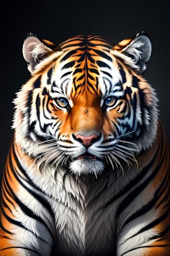 Broderie diamant tigre jaune pour décorer un grand mur de salon DIY