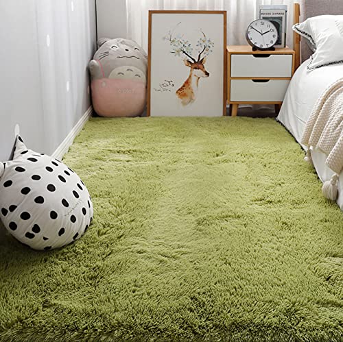 Tapis moderne vert 100x100 cm antidérapant et doux pour salon