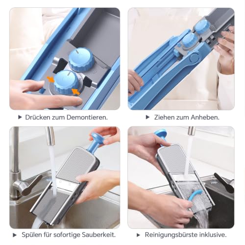 ONCE FOR ALL Gemüseschneider mit Auffangbecken (Blau, Upgrade - Blau) – Ansicht 6