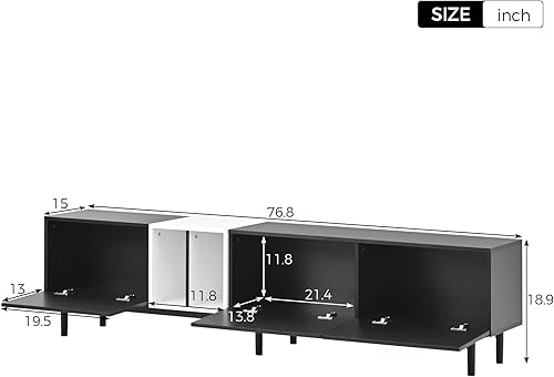 Miniatura 20 de LUMISOL Soporte de TV moderno para TV de 75 pulgadas + consola de TV con armarios de puerta de cristal, centro de entretenimiento de madera con