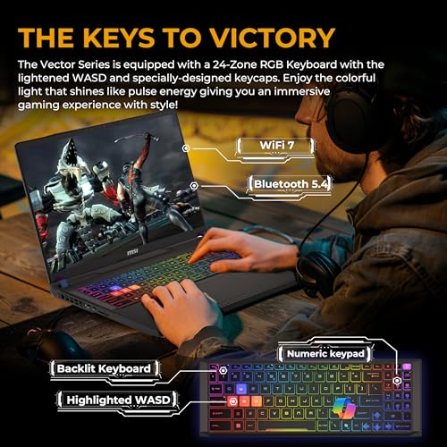 Image of msi Vector 16 HX AI 16 inch QHD+ 240Hz Gaming Laptop, Intel Ultra 9 275HX, GeForce RTX 5080 16GB GDDR7, 16GB DDR5, 2TB Storage(1TB SSD&1TB Docking Station), Backlit Keyboard, Win 11 Pro, Gray