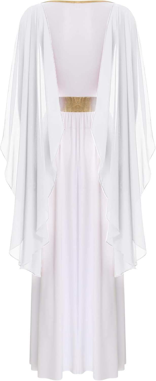 Kaerm Womens Greek Praise Dance Dress Ancient Roman Queen Toga Robe Tunic Dress Costume