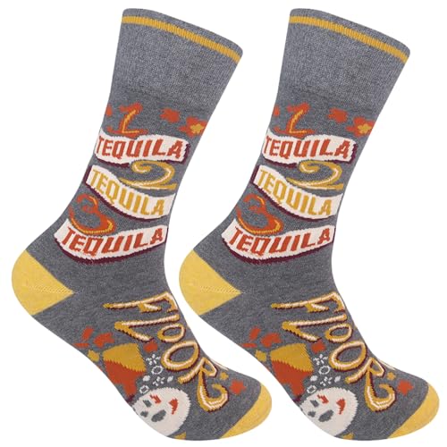 FUNATIC 1 Tequila 2 Tequila 3 Tequila Floor Socks for Adult Men Women | Funny Drinker Gift Idea with Saying | Snarky Clothing Apparel about Drinking | Classy Drink Holiday Birthday Fun Day Accessory