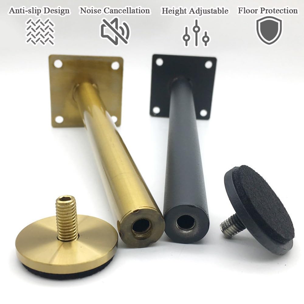 Genérico 4 Elevadores De Metal para Muebles, Patas Redondas Ajustables En Altura para Armarios, Estantes De Cocina, Sofás Y Otomanas(Negro,25cm/9.8in)