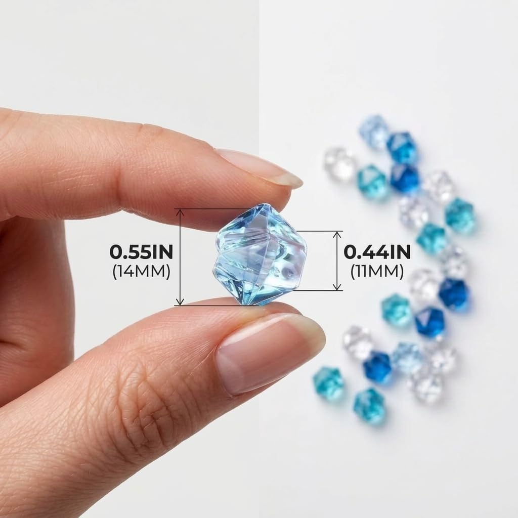 560 PCS Mixed Blue Acrylic Fake Ice Rocks for Vase Fillers