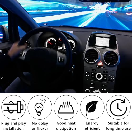 Image of ecocstm 12 PCS T5 LED Bulbs, 74 73 37 2721 Instrument Cluster Light Bulb, 12 Volt Bright Canbus Error Free LED Dashboard Light Bulb, 3030 SMD Automotive Replacement Bulbs (White)