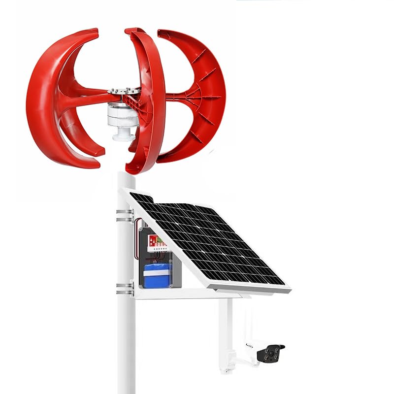 Linterna de generador de energía eólica vertical de bajo ruido de 12000 W, 48 V, turbina de 5 aspas con controlador para terraza/chalet