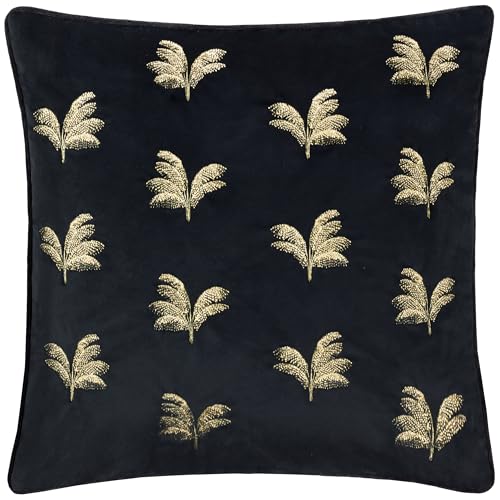 Coussin brodé Paoletti Guilded Palms noir 45x45 garni polyester deco - 2