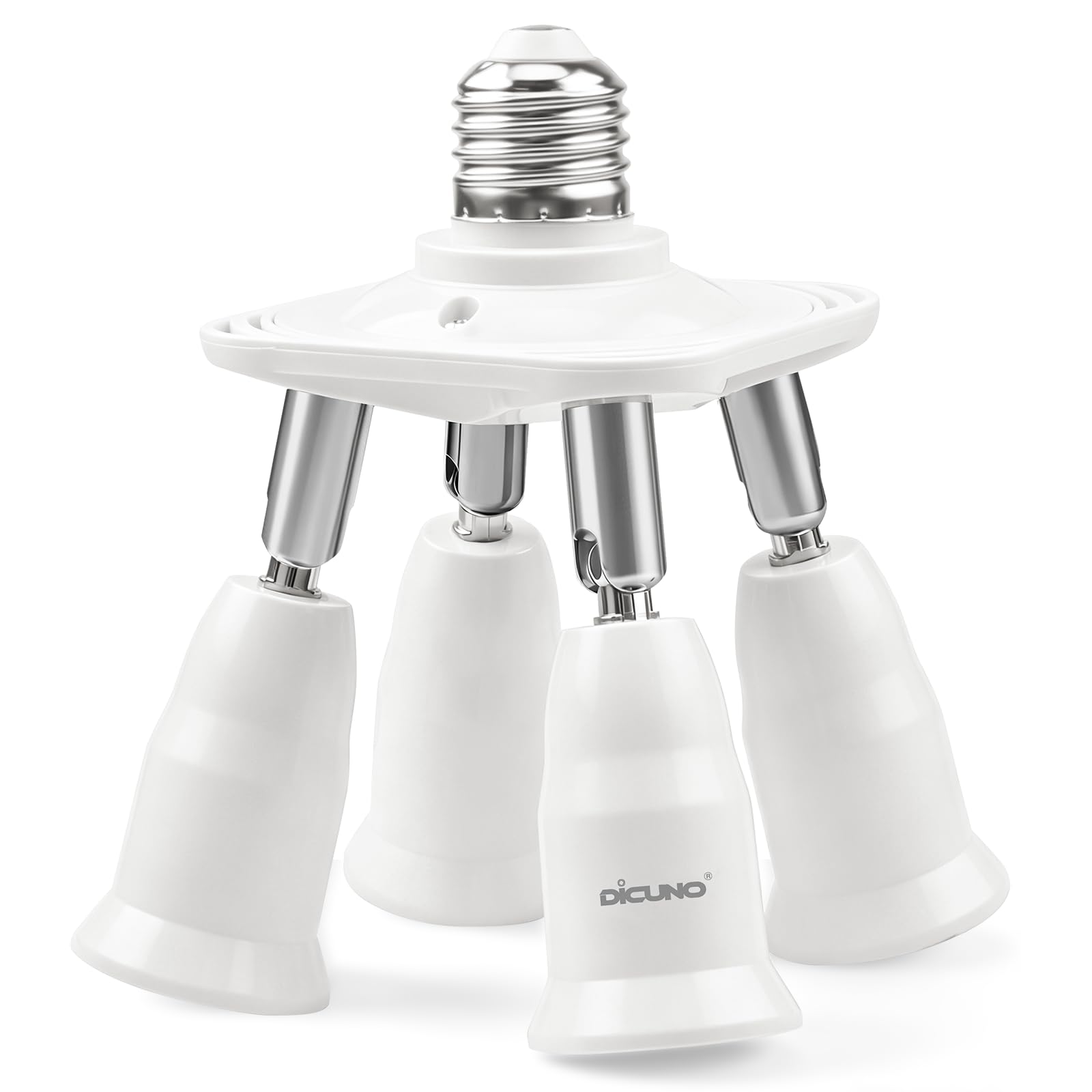 DiCUNO 4-in-1 E26 Light Socket, Splitter Adapter, Standard LED Bulbs, Inverter, Medium Socket, 4-Way with 360° Adjustable 180° Bending-image-10