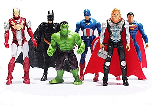 Superhero 6 PCS Action Figure Set -Batman, Superman, Hulk, Thor, Ironman Children's Toys PVC Figure Toy Dolls Cake Topperâ€¦
