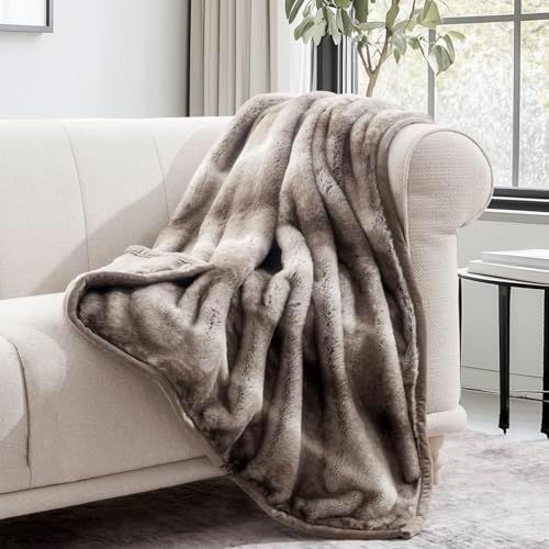 EVERGRACEHOME Ultra Soft Luxury Fluffy Mink Faux Fur Throw Blanke...