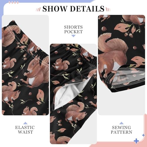 ZZXXB Squirrel Nuts Leaves Boys Long Pants Soft Trousers Elastic Waist Kids Lounge Bottoms with Pockets S-XL4