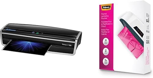Fellowes Laminador Venus 2 125, máquina laminadora de calentamiento rápido de 30-60 segundos, con kit de bolsas de laminación (5734801), negro, disponible en Yaxa Colombia