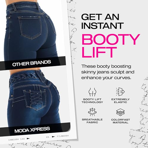 Image of Moda Xpress Women's Butt Lifting High Waisted Bootcut Jeans - Stretchy, Comfortable Flare Jeans in Junior Size Vintage Style