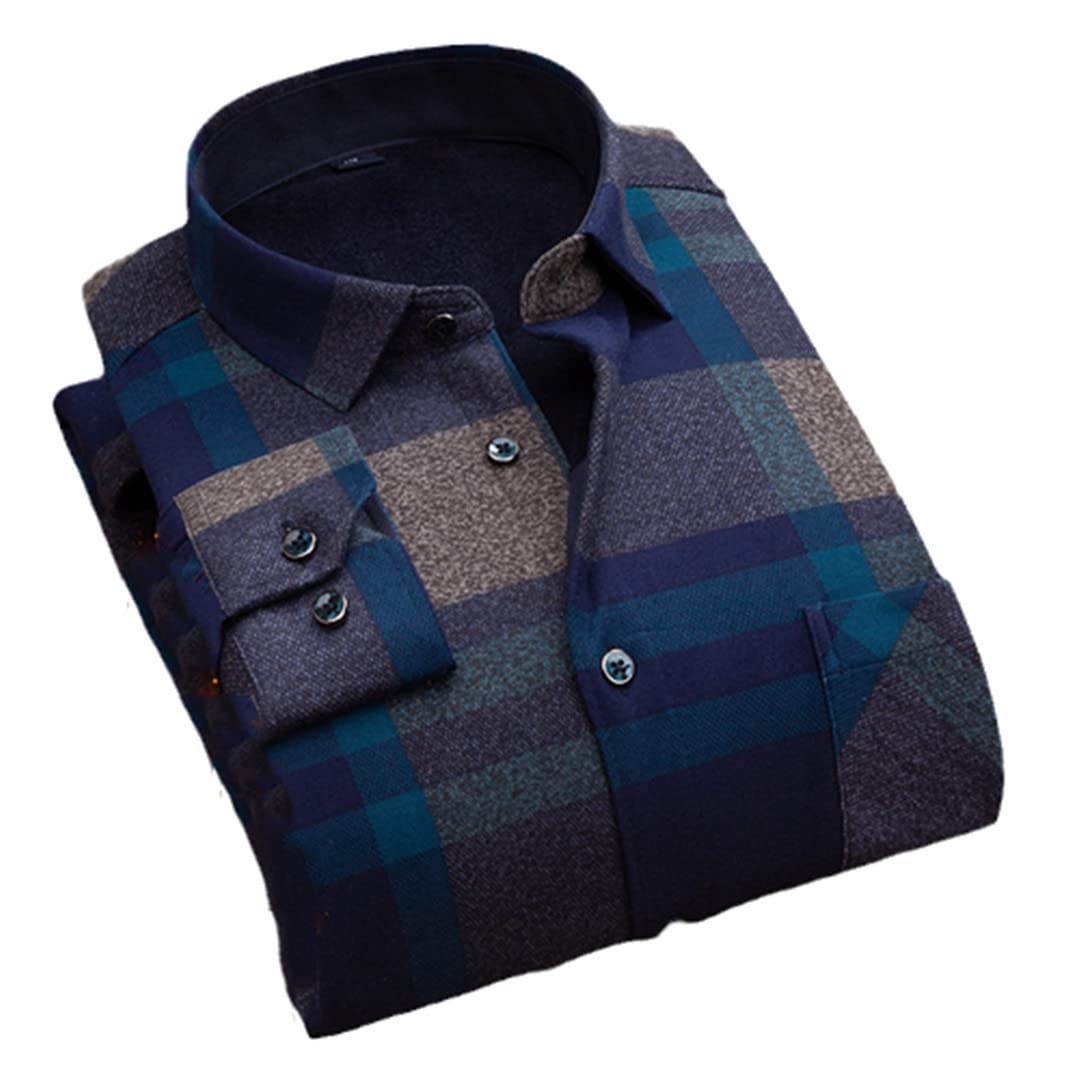 Chemises pour Hommes Automne et Hiver Business Casual Plus Velvet Warm Plaid Chemise à Manches Longues