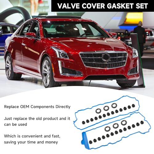 Image of Engine Valve Cover Gasket - Compatible for Chevrolet Traverse 2009-2016 for Buick Enclave 2009-2016 for Cadillac CTS 2008-2013 - Replace Part VS50502, VS50808R - Set of 2
