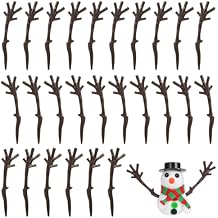 PRETYZOOM 100pcs/50 Pairs Mini Snowman Arms, Artificial Tiny Dried Tree Branches for Craft, Plastic Antler for Winter Party DIY Snowman Parts, Xmas Ornaments - 3.1x0.8